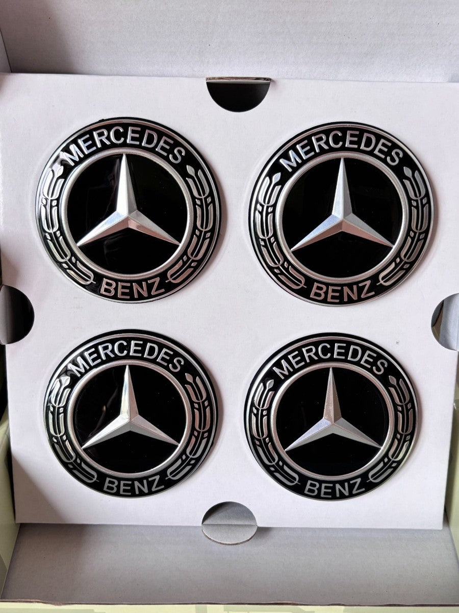 OEM Mercedes-Benz Floating Center Caps - Black Wheat