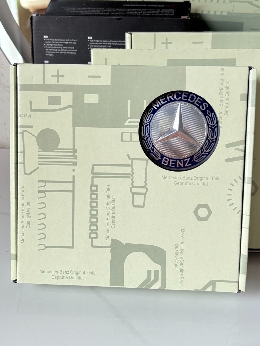 OEM Mercedes-Benz Floating Center Caps - Blue Wheat