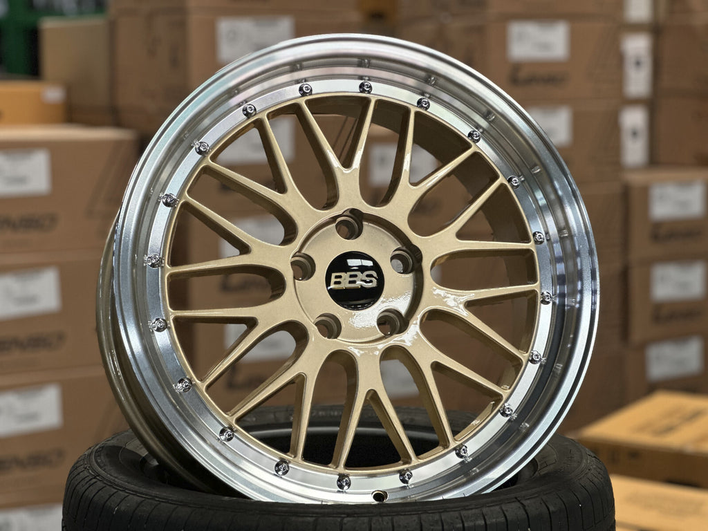 BBS LM Gold / Brushed Gold Face + Polish Lip Forged Wheels (Set of 4)