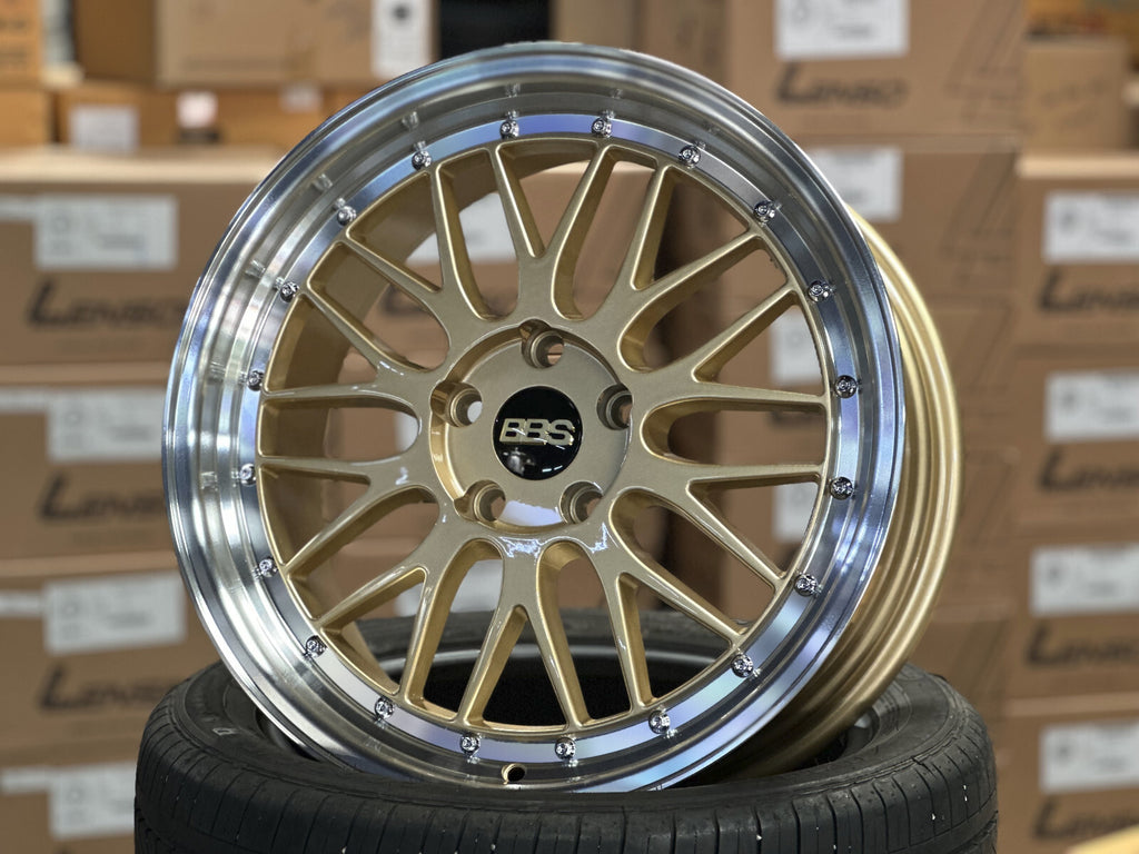 BBS LM Gold / Brushed Gold Face + Polish Lip Forged Wheels (Set of 4)