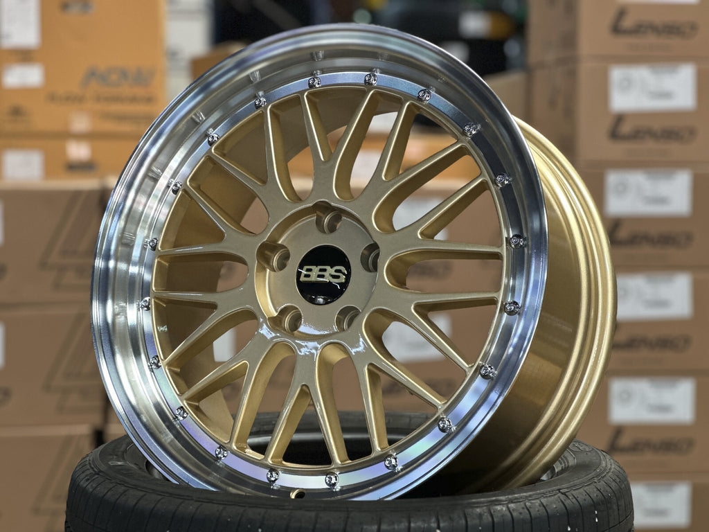 BBS LM Gold / Brushed Gold Face + Polish Lip Forged Wheels (Set of 4)