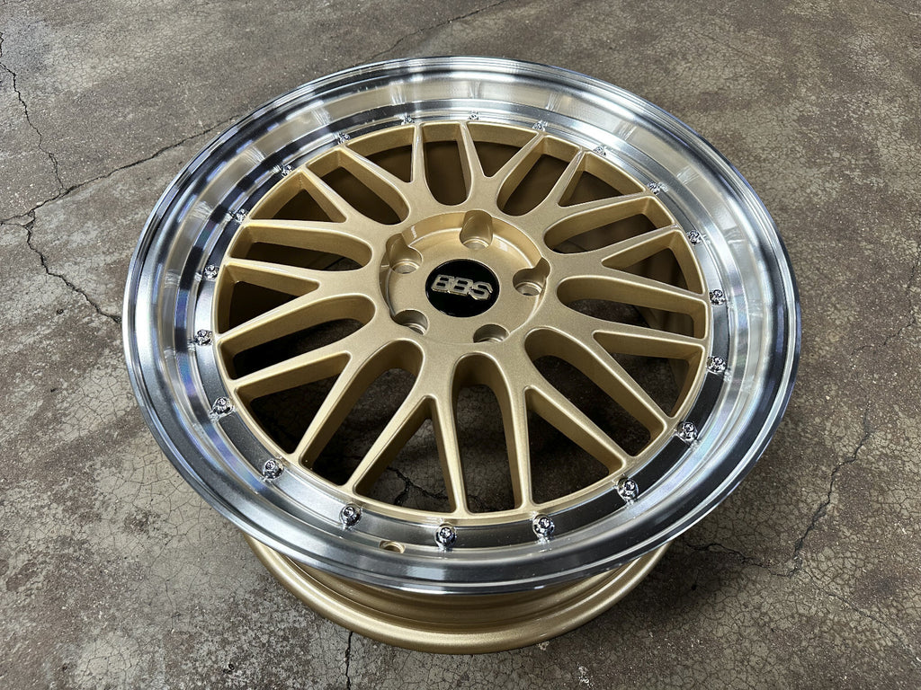 BBS LM Gold / Brushed Gold Face + Polish Lip Forged Wheels (Set of 4)