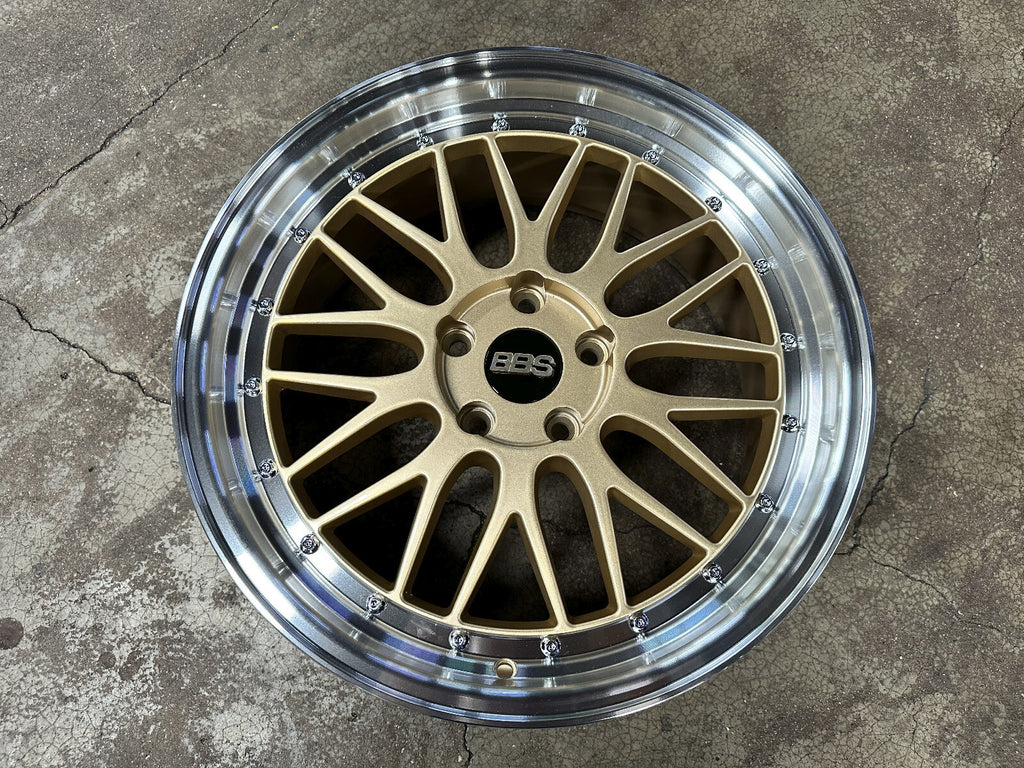 BBS LM Gold / Brushed Gold Face + Polish Lip Forged Wheels (Set of 4)