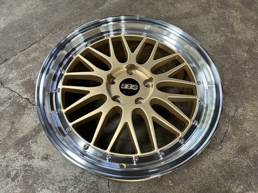 BBS LM Gold / Brushed Gold Face + Polish Lip Forged Wheels (Set of 4)