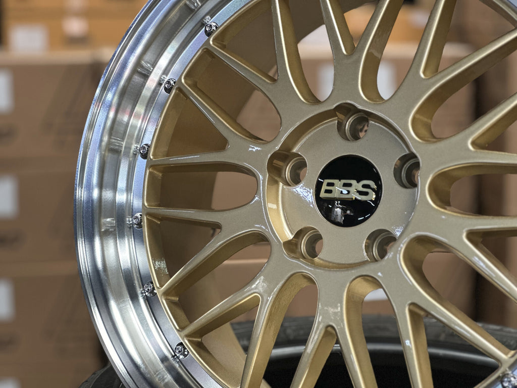 BBS LM Gold / Brushed Gold Face + Polish Lip Forged Wheels (Set of 4)