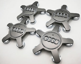 OEM Audi Floating Center Caps - Silver Split Spoke