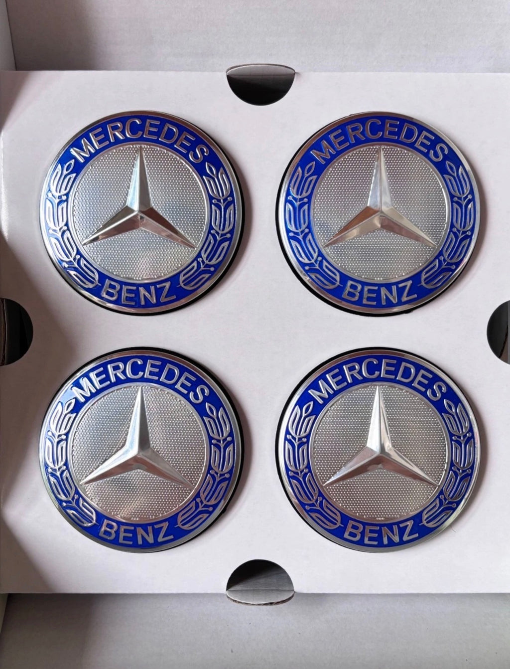 OEM Mercedes-Benz Floating Center Caps - Blue Wheat