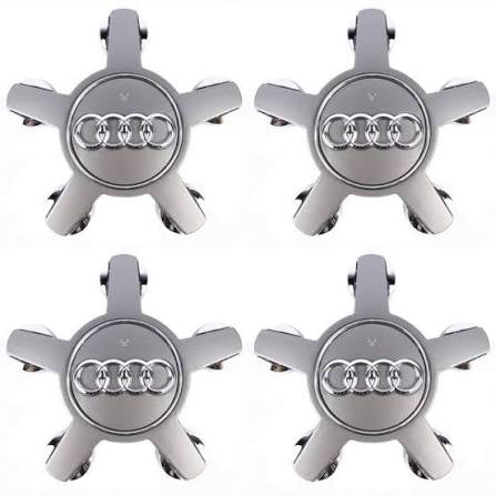 OEM Audi Floating Center Caps - Silver Split Spoke