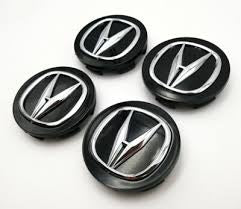 OEM Acura Floating Center Caps - Black & Chrome