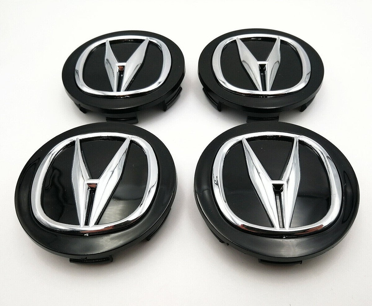 OEM Acura Floating Center Caps - Black & Chrome