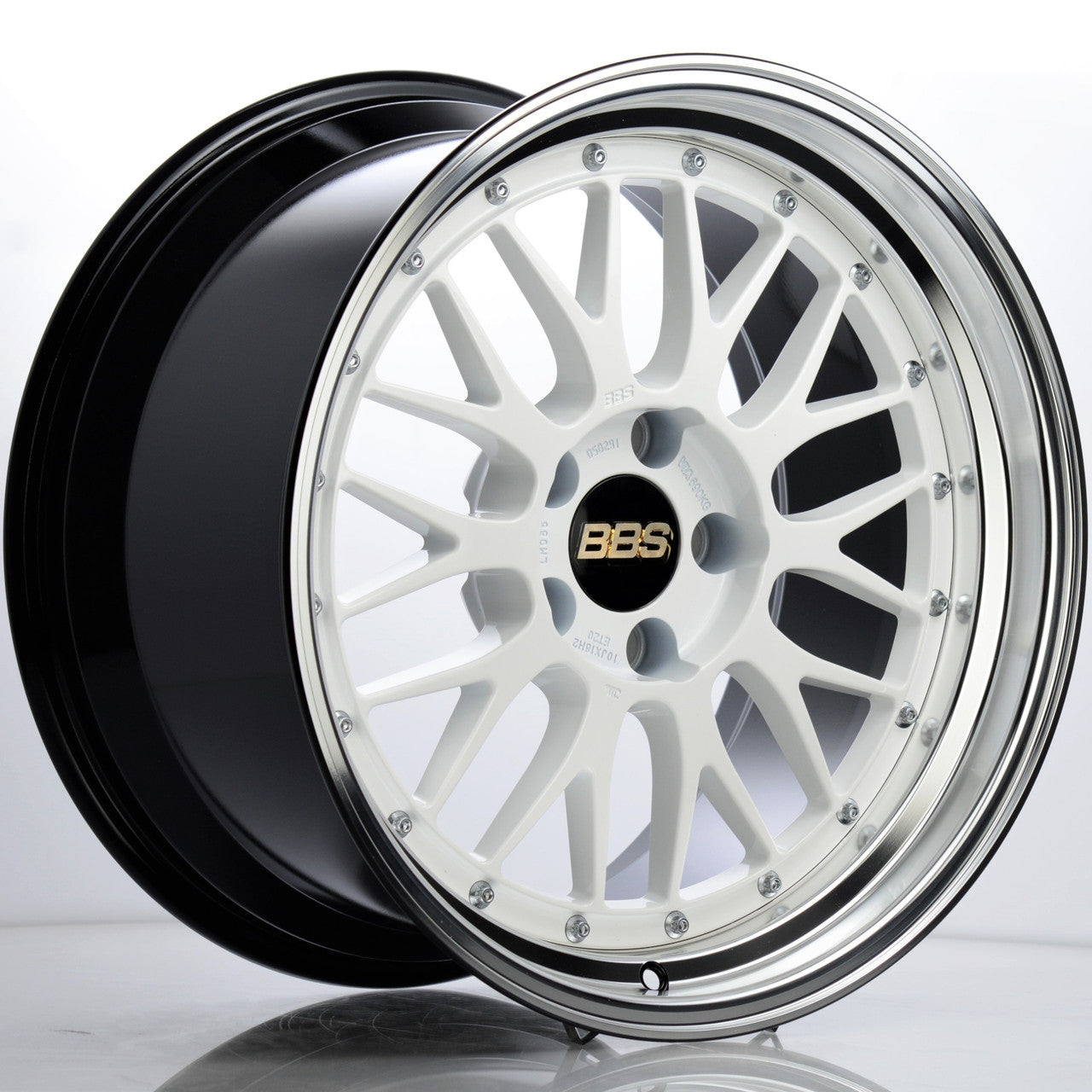 BBS LM White Blue Pearl / Brushed White Face + Polish Lip Forged Wheels (1 pcs)
